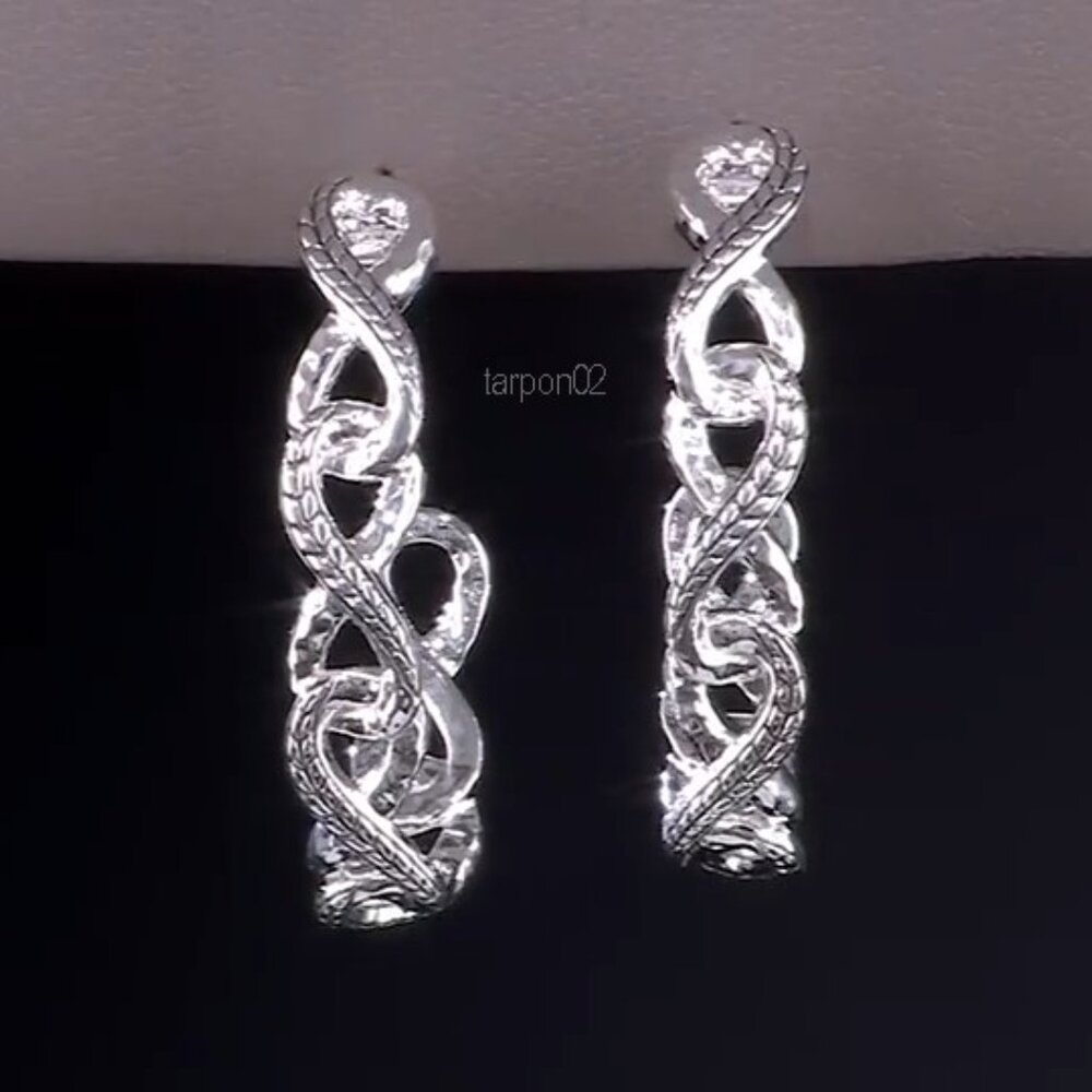 John Hardy JAI Infinity Hoop Sterling Silver Earrings 1-1/4" NIB